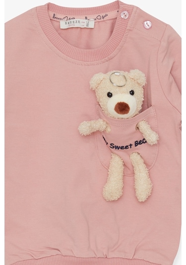 Breeze Kız Çocuk Sweatshirt Ayıcık Aksesuarlı 1.5-5 Yaş, Somon (556838394) Çok Renkli