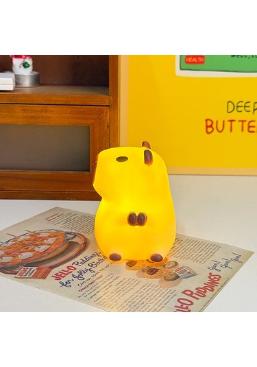Şirin Mini Kapibara Gece Lambası Pille Çalışan Karikatür Lamba 3 Çok Renkli