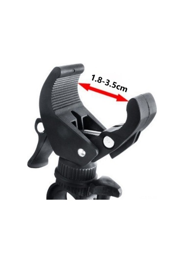 Hombey Siyah Bisiklet Fener Tutucu 360 Derece Döner U Tipi Led El Feneri Klipsi 20-35mm Direk Uyumlu Bisiklet Aksesuarı Siyah