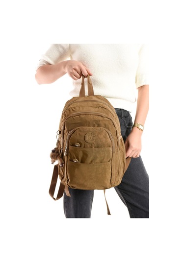 Ultra Hafif Çok Cepli Orta Boy Sırt Çantası Unisex Taba Model: 571-4c Taba