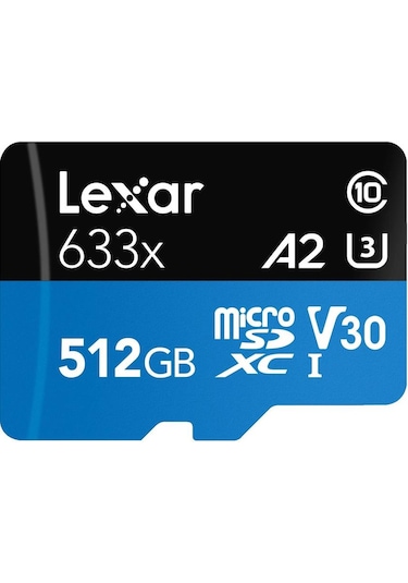 Lexar High Performance 633X 512 GB MicroSDXC Class 10 V30 UHS-I Hafıza Kartı + Adaptör