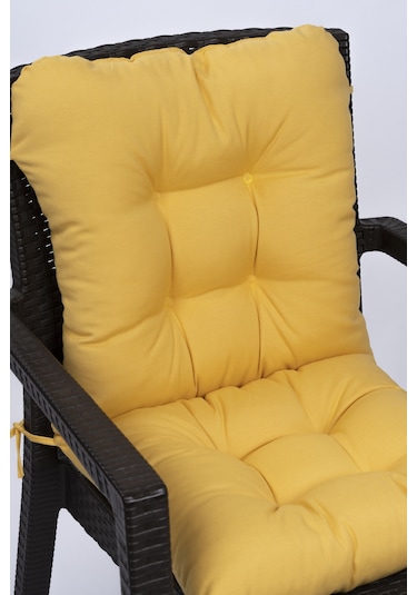 Altınpamuk Neva Pofidik Arkalıklı Özel Dikiş Sandalye Minderi Sarı