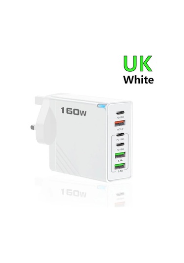 160w Çok Bağlantı Noktalı Usb Şarj Aleti Hızlı Şarj Tipi C Telefon Şarj Uk White 1 Adeat