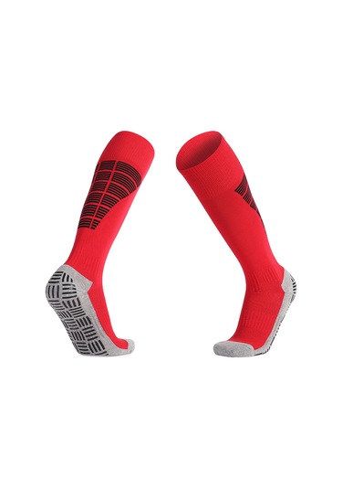 Folinda Kale Topu Uzun Çorap - Kırmızı S 29-34 - Rahat Polyester, Nefes Alıcı, Ter Emici, Kaymaz Önleyici Taban Kırmızı