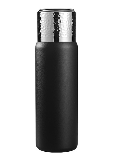 316 Paslanmaz Çelik Çay Filtreli Dövülmüş Kapaklı Termos Kahve Fincanı, Boyut: 430ml Siyah