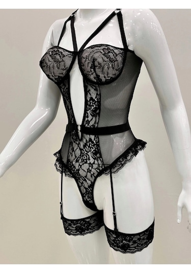 Afrodit Siyah Sexy Jartiyer Takım -1050 Çok Renkli