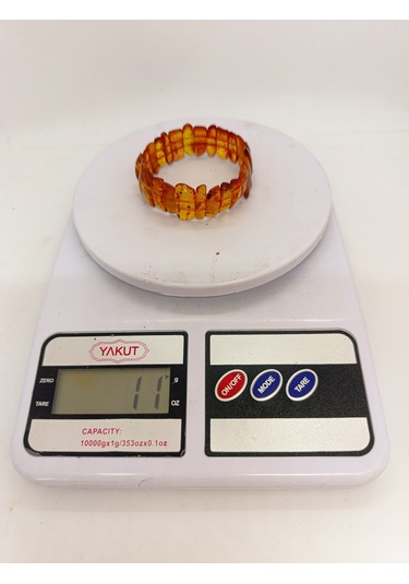 Kehribar Organik Şifa Taşı Taşı Bileklik-1027 Açık Kahverengi
