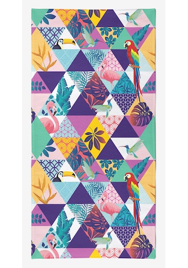 TROPICAL SUMMER Dijital Baskılı 75x150 Cm Plaj Havlusu Lacivert