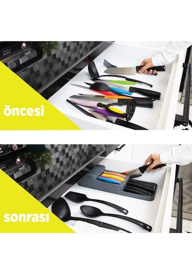 Decobella 2 Sıra Bıçaklık, 18 Bıçak Kapasiteli, Yer Tasarruflu Ve Güvenli Saklama, Beyaz