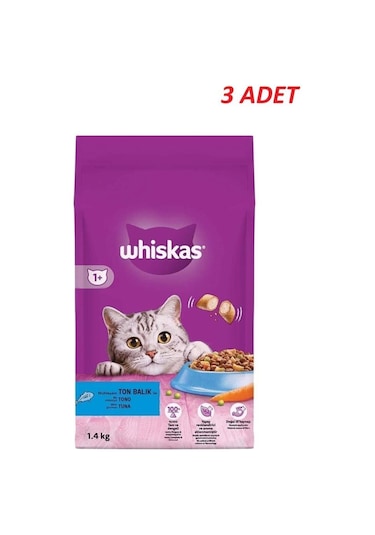 Whiskas Yetişkin Ton Balıklı Kedi Maması 1.4 Kg 3 Adet