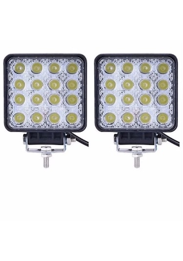 Point 2 Adet 16 Led Off Road Iş Makinesi Kamyon Traktör Projektör Çalışma Ve Sis Lambası 48 Watt 12v 2 Adet