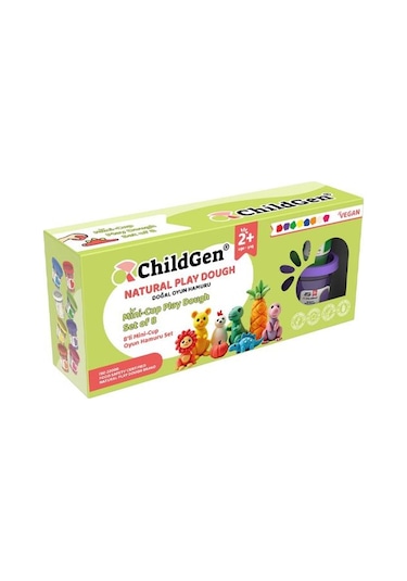 Childgen Doğal Oyun Hamuru - Mini-cup- 8'li Set 8x65gr Mor