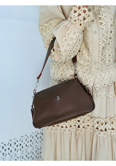 Miami Polo Clup Yumuşak Suni Deri Çapraz Askılı El Çanta Kahverengi