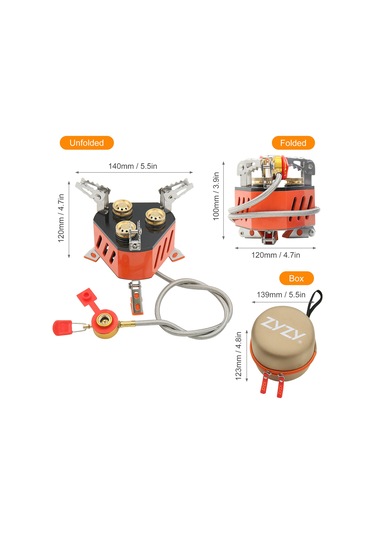 Zyzy-13800w 3 Çekirdekli Katlanabilir Kamp Sobası, Açık,y25938 Turuncu