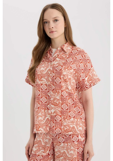 DeFacto Regular Fit Desenli Kısa Kollu Gömlek C9621AX25SPOG269