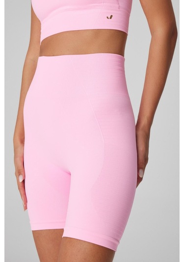 Jerf Gela Yüksek Bel Biker Şort 12cm Neon Pembe 001