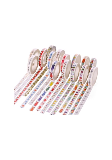 Cbtx 10 Adet Kağıt Bant El Defter Dekorasyon Çıkartma, 8mmx10m Kalem Sm-21