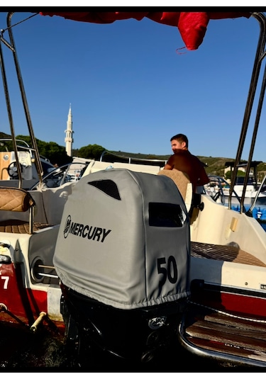 Tekne Motor Kılıfı Dıştan Takma Marin Deri Mercury 50 Hp