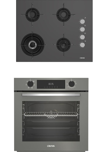 Altus ALA 189 DG Woklu - 322 G Turbo 2'li Gri Cam Ankastre Set
