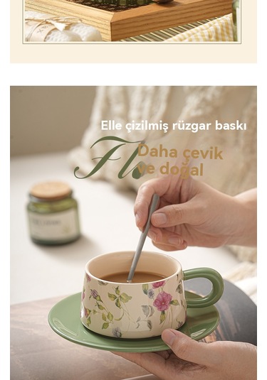 Aurora Seramik Kahve Fincanıve Tabağıseti İçek Beyaz