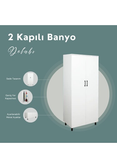 Çok Amaçlı 2 Kapılı Banyo Dolabı Beyaz