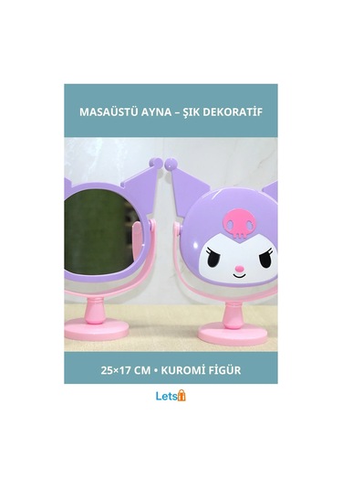 Kuromi Figürlü Şık Masaüstü Ayna 25x17 Cm 1 Adet