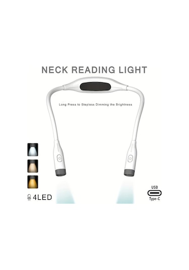 Boatshop1 1 Adet Siyah Led Boyun Okuma Lambası Usb Şarj Edilebilir 3 Renk Ayarlanabilir Parlaklık Bükülebilir Kol Rahat Ve Hafif Siyah