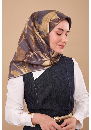 Silk Home Twill İpek Eşarp 11480-59 Çelik Mavi, Yeşil, Acı Kahve, Yeşil Kahve