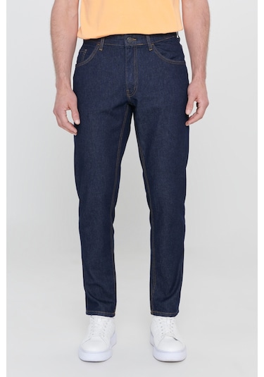 AC&Co / Altınyıldız Classics Erkek Lacivert Comfort Fit Rahat Kesim %100 Pamuk Denim Jean Kot Pantolon Lacivert