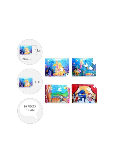 4 Set 96 Parça Tox Deniz Kızı Ve Sahne 5+ Keçe Yapboz 5 Yaş P
