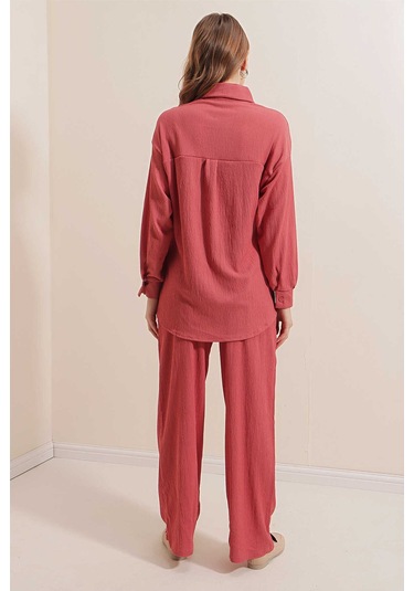 Gabria Ön Düğmeli İkili Takım Gül