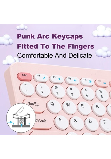 Reedark Mavi 2.4g Kablosuz Klavye-fare Seti Hk-09: Punk Ark Tuş Tasarımı, Nümerik Klavye, 10m Mesafe, Ofis Ve Çalışma İçin Uyumlu Diğer