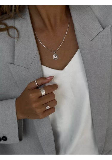 Sılverme 925 Ayar İnce Yol Desenli Gümüş Yüzük 94679835 Gri