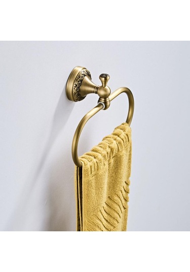 Homyl Vintage Banyo Depolama Rafı Oval Pirinç Havlu Kancası Bronz Bronz