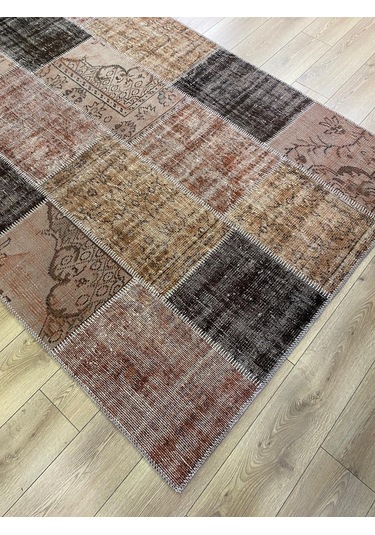 Çam Halı Pw928 Kahve El Dokuma Patchwork Yün Halı - 160x230