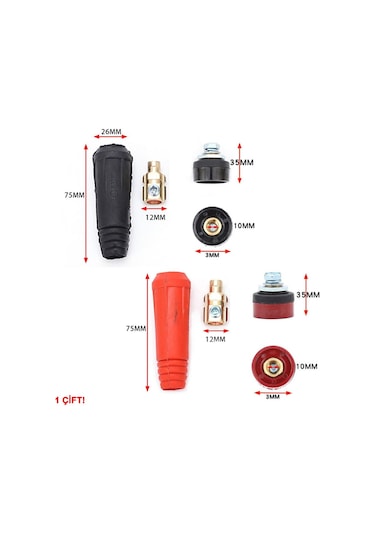 Dkj10-25 200a Konnektör Çift 10-25mm2 Kablo Yüksek Akım Kilitli Panel Tip Konnektör Kaynak Makinesi