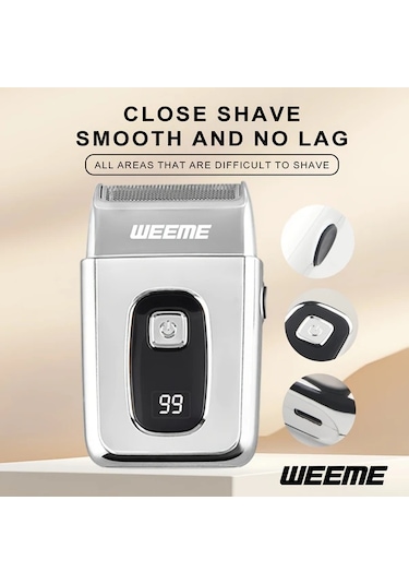 Fochsia Weeme Erkekler İçin Elektrikli Tıraş Makinesi Wm 306 Gümüş Renk Usb Şarj Lcd Ekran Hediye