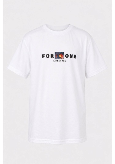 Trender For One Baskı Beyaz Erkek Çocuk T-shirt 8032