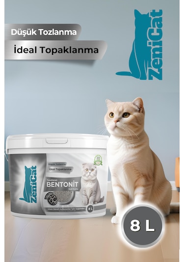 Zenicat Aktif Karbonlu Kedi Kumu İnce Taneli Doğal Bentonit 8 L