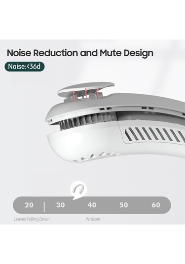 Suofeng Boyun Bağlı U Tipi 3 Seviye Hızlı Usb Şarjlı Lityum Fan - Yaprakssız, Saç Kırpmaz, Doğal Rüzgar, Beyaz