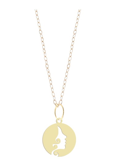 14 Ayar Altın Plakalı Yüz Profili Motifli Yıl Dönümü Hediyesine Özel Altın Kolye-844 Yüz Profili