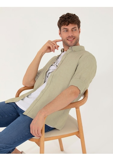 Pierre Cardin Erkek Haki Gömlek Desenli 50265119-vr027 Haki