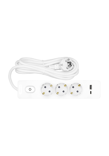 Seldur Kablolu Usb/type-c 20 W Hızlı Şarj 3'lü 5 Metre Grup Priz 5 M