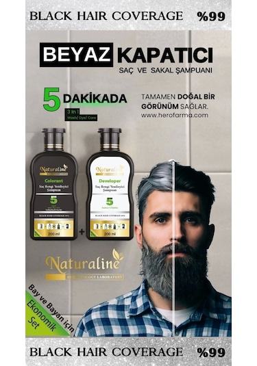 Naturaline Saç Siyahlaştırıcı Şampuan 200 ML + Saç Rengi Yenileyici Şampuan 200 ML