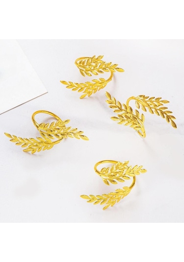 Homyl Altın Peçete Halkaları Masa Düzeni Orta Parçası Metal Altın