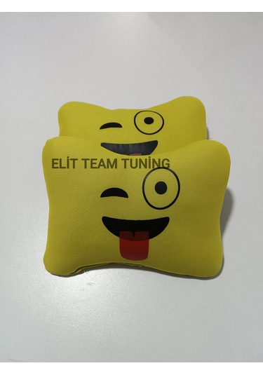 Dil Çıkaran Emoji Kelebek Yastık 2li Sarı