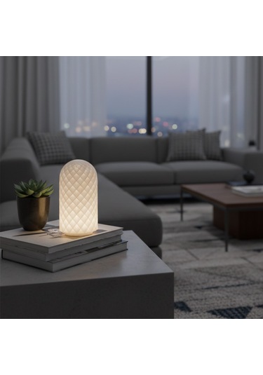 Lunaris Dokulu Modern Masa Lambası Beyaz