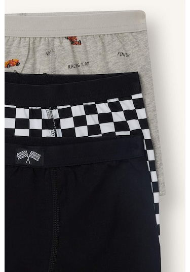 Defacto Araç Baskılı Penye 3lü Boxer Erkek Çocuk H1601a826smbk81 Siyah-bk81