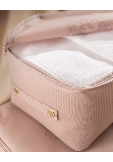 Çiçek Desen Baskılı 2'li Hurç - Pudra 8684427147641 Pudra