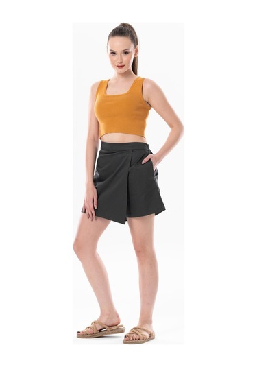 Sinem Gabardin Yazlık Şort Etek Haki Hk-haki Haki